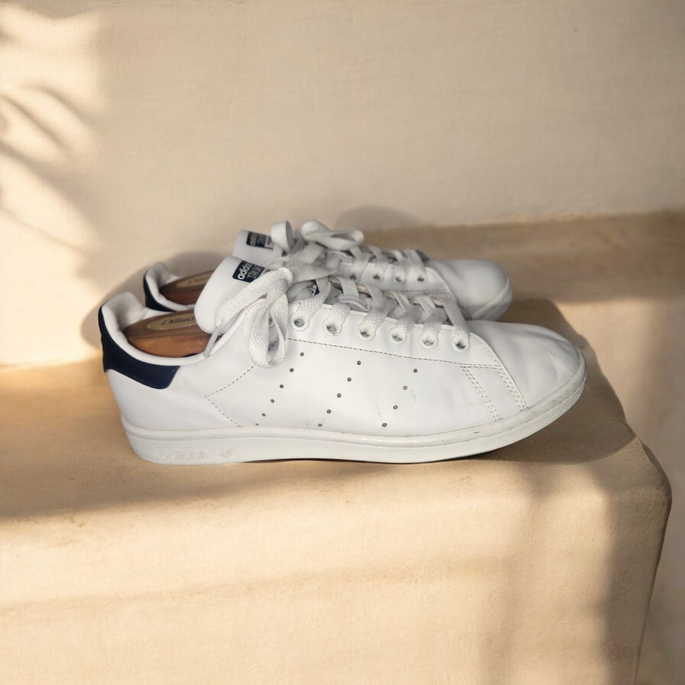 ADIDAS M20325 STAN SMITHS WHITE NAVY BLUE MEN SNEAKERS SHOES SZ US 9/ UK 8 1/2